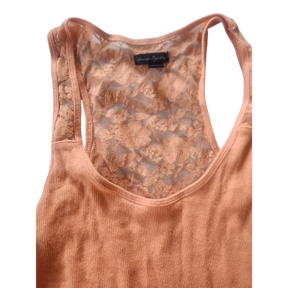 American Eagle Y2K Lace ribbed tank top Peach size Small coquette